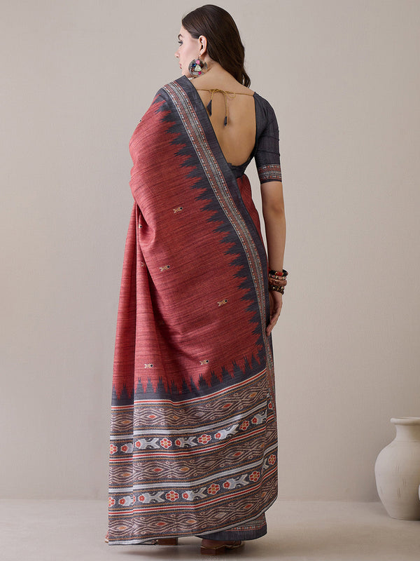 NOZ2TOZ Women's Silk Blend Grey Printed Designer Saree With Blouse Piece - Distacart