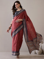 Thumbnail for NOZ2TOZ Women's Silk Blend Grey Printed Designer Saree With Blouse Piece - Distacart