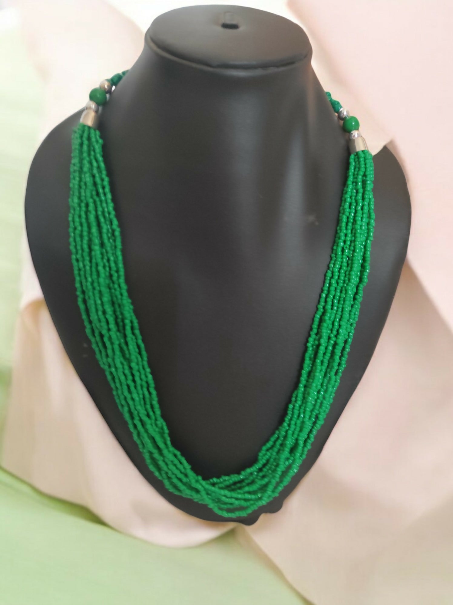 Inhanns Bloom Handmade Beaded Only Necklace - 12 Layers - Dark Green Necklace - Distacart