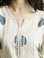Thumbnail for Anouk Floral Printed Regular Mirror Work Pure Cotton A-Line Kurta with Palazzos