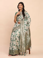 Thumbnail for Astita Linen Cotton Green Saree