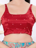 Thumbnail for Joban Fashion Maroon Gajji Silk Sleeveless Back Open Blouse