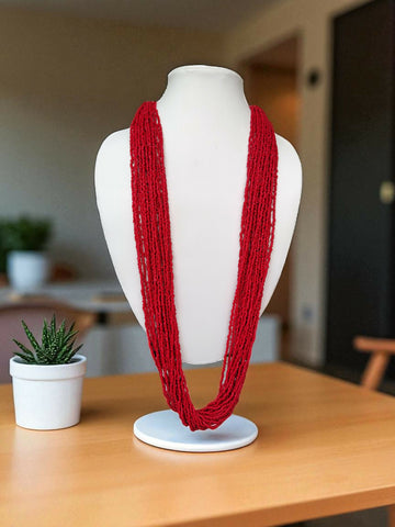 Inhanns Rangsaaz 20-Layer Luxe Long Beaded Only Necklace - Red Only Necklace - Distacart