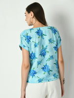Thumbnail for Myshka Women's Blue Printed Top - Distacart
