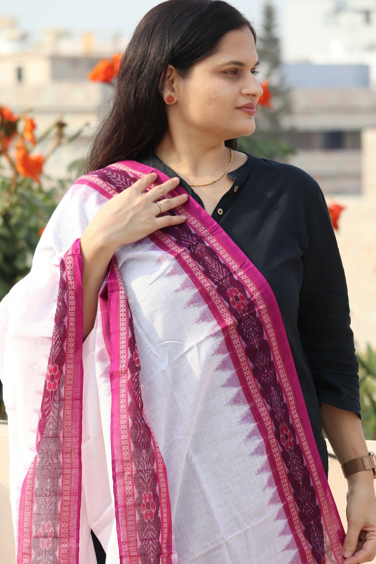 Pink Sambalpuri Dupatta