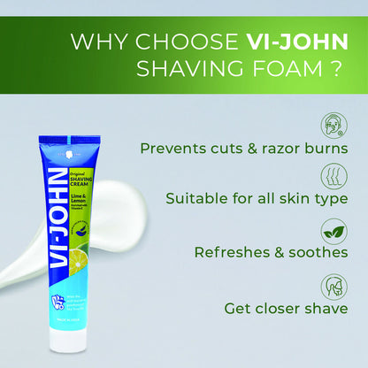 VI-JOHN Dermatologically Tested Vitamin-E enriched Anti Bacterial Lime & Lemon Shaving Cream - Distacart