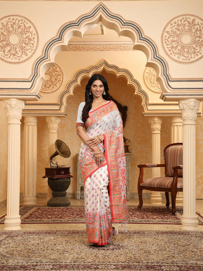 Shree Shyam Fashion Linen Cotton(Woven Work) Multicolour Saree - Distacart