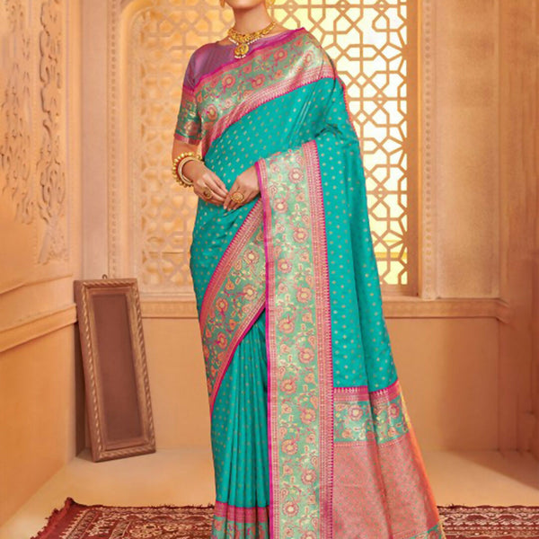 Astita Silk Blend Sea Green Saree