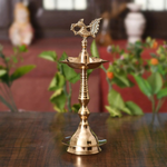 Thumbnail for CraftVatika Gold-Toned Brass Peacock Mahabharat Diya - Dista