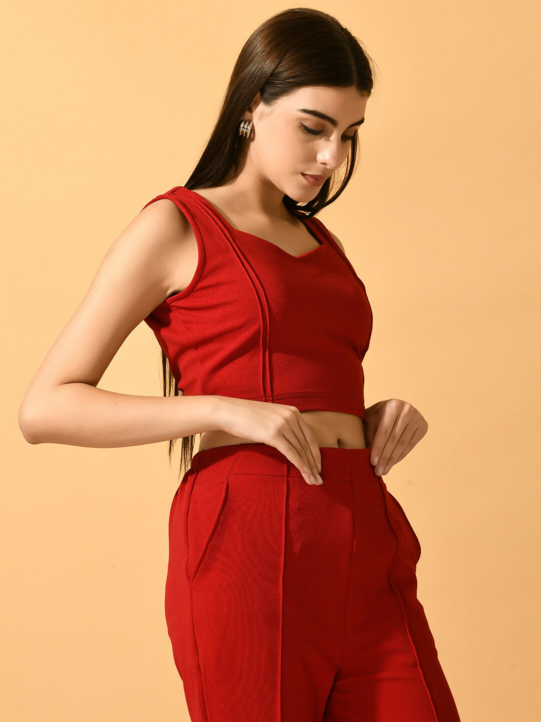 Myshka Women's Red Solid Party Top - Distacart