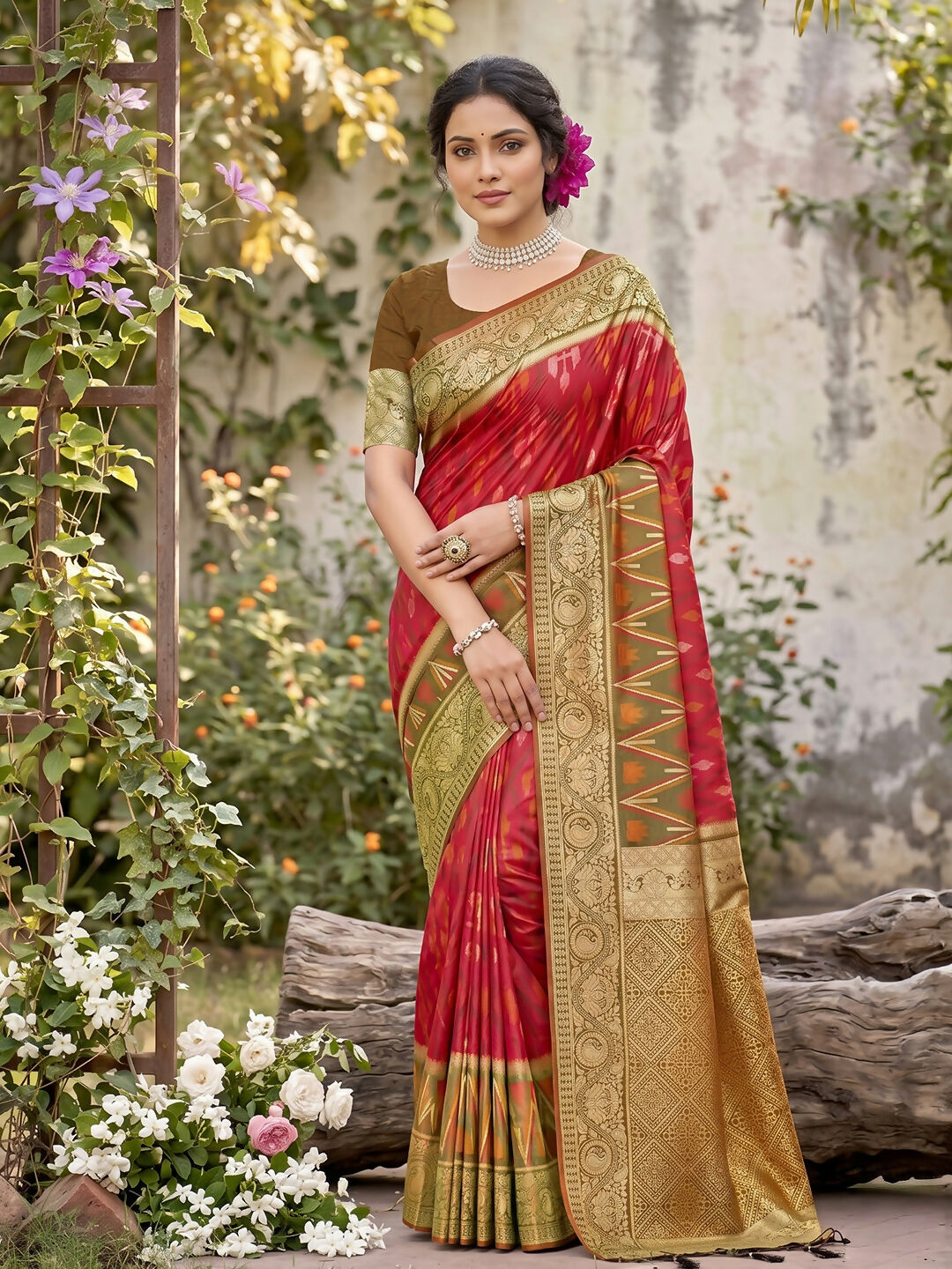 Shree Shyam Fashion Red Soft Silk Saree - Dista