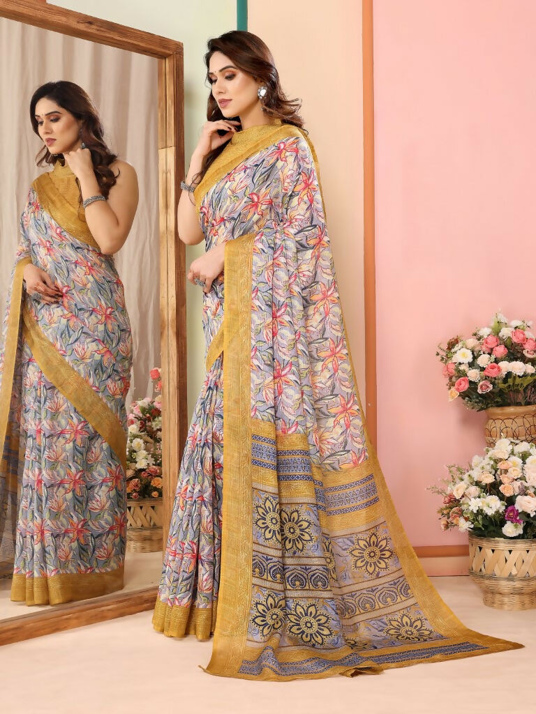 Partywear Designer Mustard Kota Doriya Fancy Saree - Dyuti - Distacart
