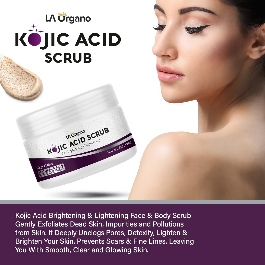 LA Organo 1% Kojic Acid Skin Lightening & Brightening Face & Body Scrub - Distacart