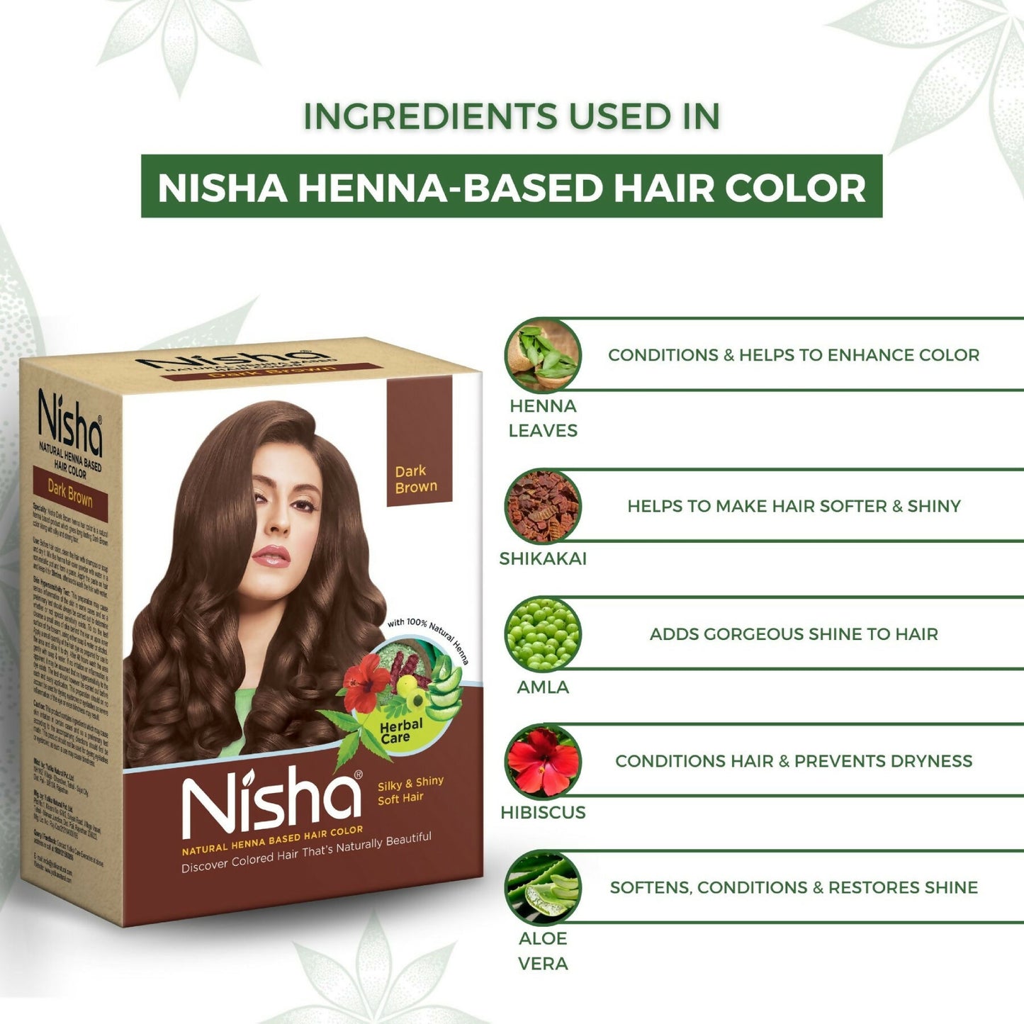 Nisha Henna Based Hair Colour for Women & Men Dark Brown - Distacart