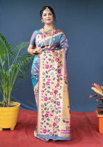 Thumbnail for Jyoti Fashion Women's Grey Paithani Silk Zari Woven Saree with Blouse - Distacart