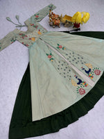 Thumbnail for Teeya Creation Womens New Simply Wear Embroidery Sequence With Thread Work Light-Green Gown Set - Dista