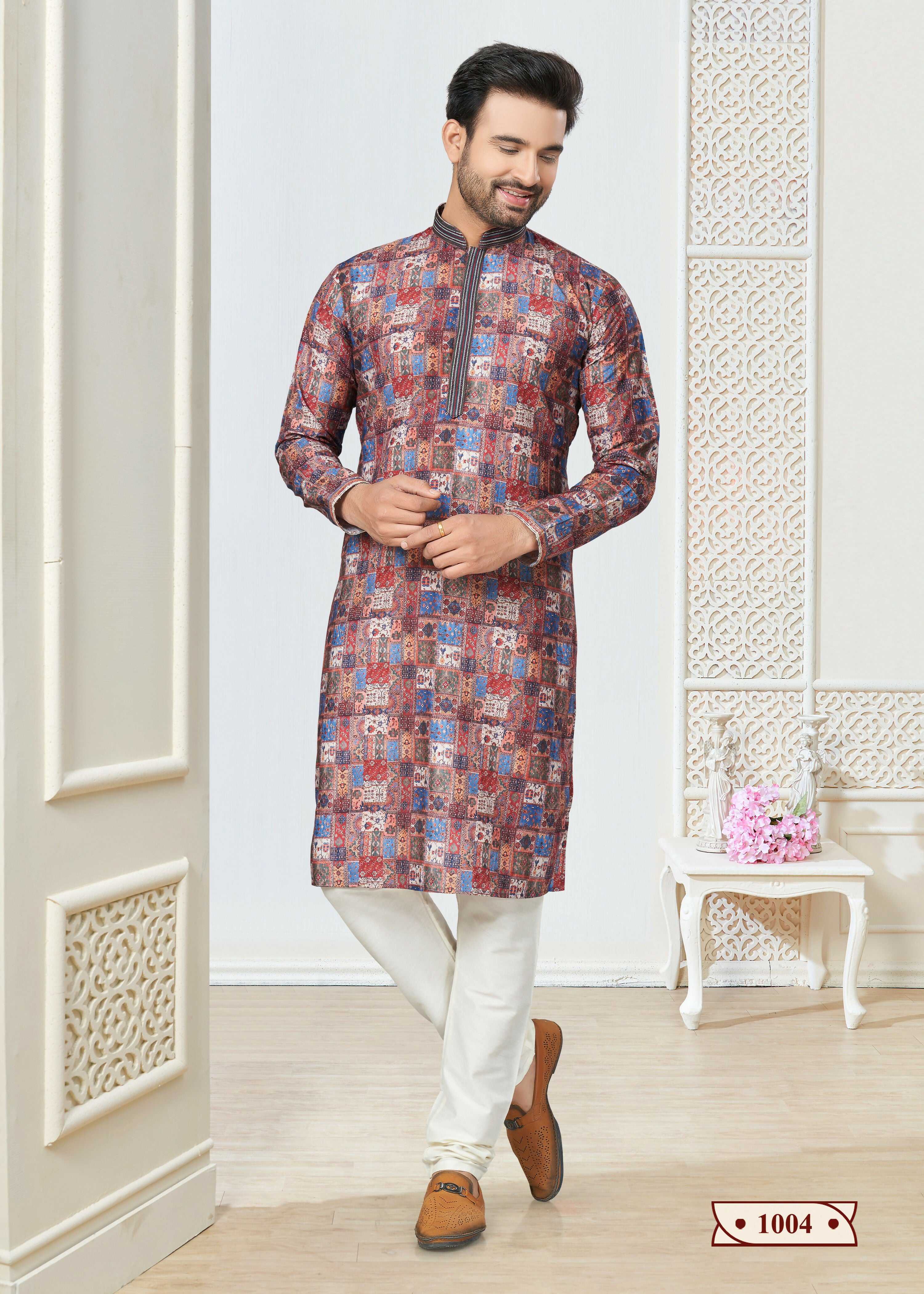 Joban Fashion Men's multicolor Cotton printed Kurta Pyjama set - Distacart