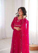 Thumbnail for Teeya Creation Rani Faux Georgette Embroidery Work Wedding Wear Gown - Distacart