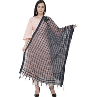 Thumbnail for A R Silk Cotton square Regular Dupatta Color Navy Dupatta or Chunni