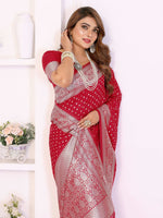 Thumbnail for Aastha Fashion Red Georgette Silk Zari Weaving Saree - Distacart