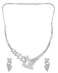 Thumbnail for VOJ Silver Plated AD Studded Designer Handcrafted Jewellery Set - Distacart