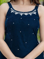 Thumbnail for Anouk Women Embroidered Empire Beads and Stones Velvet Kurti with Sharara & With Dupatta