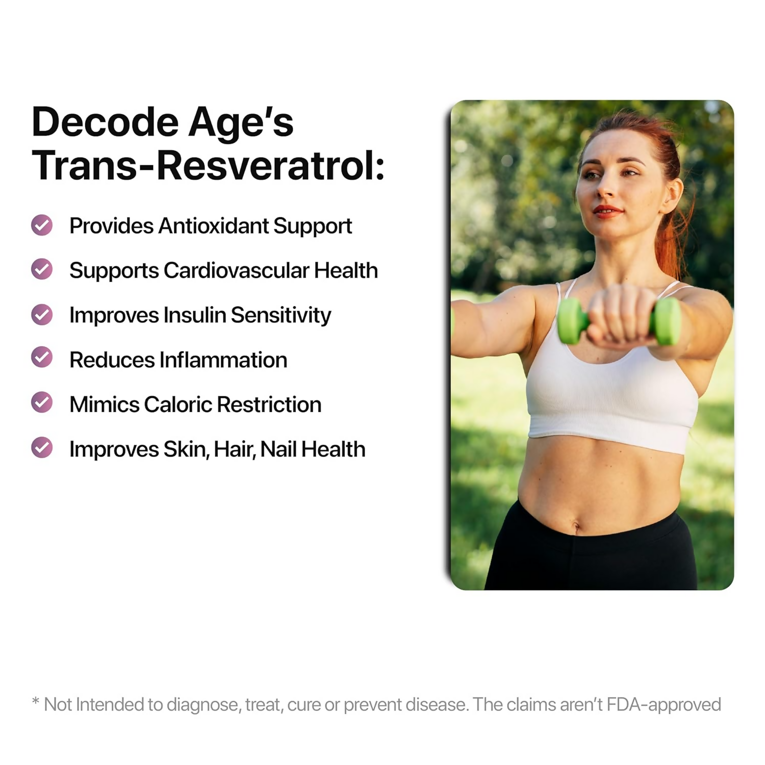 Decode Age 99.5% Pure Trans Resveratrol 250mg Supplement Capsules - Distacart