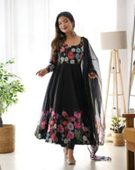 Thumbnail for Joban Fashion Black Kurta Set Organza Sequin Embroidery Work - Distacart