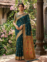 Thumbnail for Shree Shyam Fashion Teal Soft Silk Saree - Dista