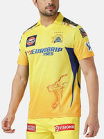 Thumbnail for playR Men Printed Polo Collar Dri-FIT CSK Fan Jersey IPL, T20 - Distacart