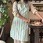 Thumbnail for Oak & Lily 100% Cotton Kitchen Apron-Green Striped - Dista