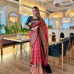 Thumbnail for Preksha Creation Banarasi Soft Silk Women Red Saree - Distacart