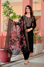 Thumbnail for Hand Embroidered Kurta With Pant & Dupatta Premium Luxury, Multicolor - Hiral Fashion - Distacart
