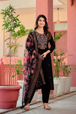 Thumbnail for Hand Embroidered Kurta With Pant & Dupatta Premium Luxury, Multicolor - Hiral Fashion - Distacart