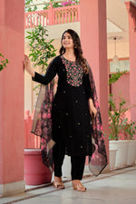 Thumbnail for Hand Embroidered Kurta With Pant & Dupatta Premium Luxury, Multicolor - Hiral Fashion - Distacart