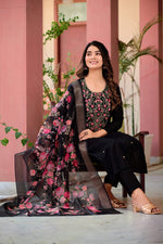 Thumbnail for Hand Embroidered Kurta With Pant & Dupatta Premium Luxury, Multicolor - Hiral Fashion - Distacart