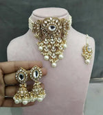 Thumbnail for Jewel City Traditional Kundan Pearl Bridal Choker Necklace Set | Handcrafted Gold-Plated Ethnic Indian Jewelry for Weddings, Festivals & Parties