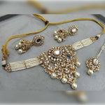 Thumbnail for Jewel City Traditional Kundan Pearl Bridal Choker Necklace Set | Handcrafted Gold-Plated Ethnic Indian Jewelry for Weddings, Festivals & Parties