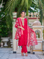 Thumbnail for Hand Embroidered Kurta With Pant & Printed Dupatta Luxury Premium, Multicolor - Hiral Fashion - Dista