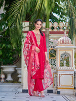 Thumbnail for Hand Embroidered Kurta With Pant & Printed Dupatta Luxury Premium, Multicolor - Hiral Fashion - Dista