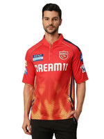 Thumbnail for Punjab Kings Men Red Printed Half Sleeves Jersey - Distacart