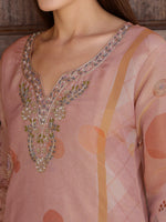 Thumbnail for Hand Embroidered & Printed Silk Kurta With Pant & Dupatta, Peach - Hiral Fashion - Dista