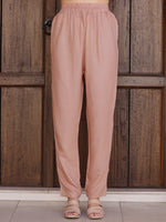 Thumbnail for Hand Embroidered & Printed Silk Kurta With Pant & Dupatta, Peach - Hiral Fashion - Dista