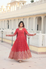 Thumbnail for Aastha Fashion Women's Rani Pink Faux Georgette Sequins Embroidered Anarkali Dress with Dupatta - Distacart