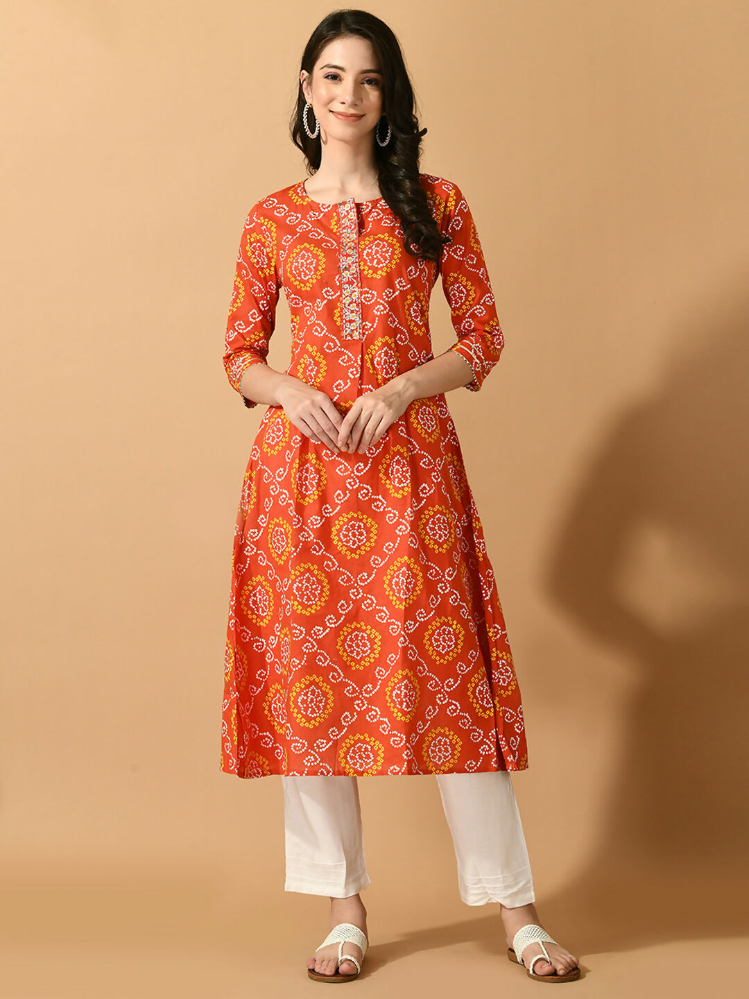 Myshka Women's Multi Flared Printed Festive Kurta - Distacart