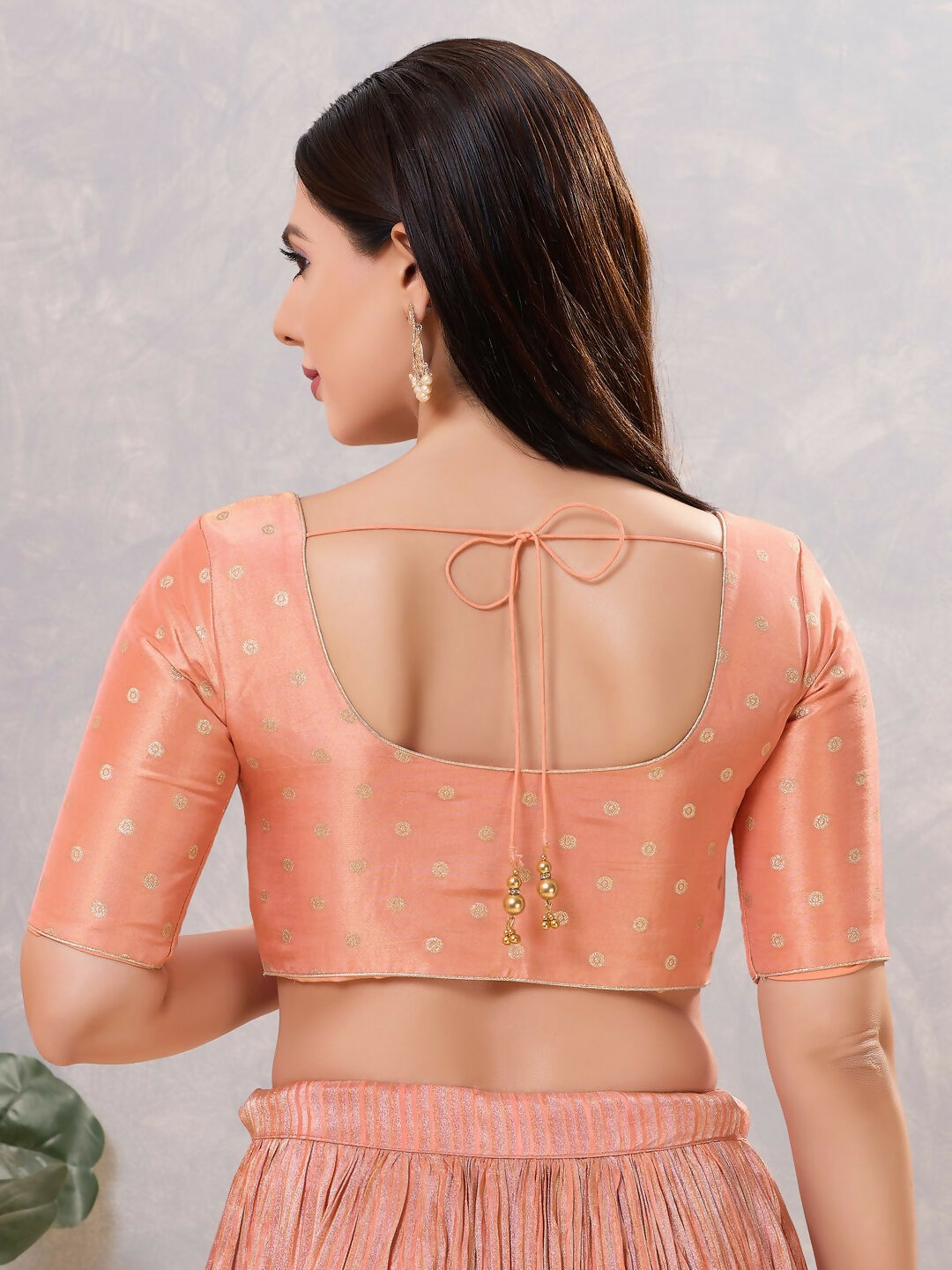 Joban Fashion Women Silk Peach Stitched Blouse - Distacart