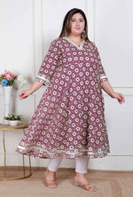 Thumbnail for Miravan Plus Size Women'S Cream Embroidered Cotton Anarkali Kurta  - Distacart