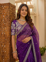 Thumbnail for Lehenga Mart Designer Bollywood Style Party Wear Saree-Blue - Dista