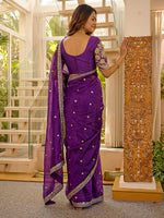 Thumbnail for Lehenga Mart Designer Bollywood Style Party Wear Saree-Blue - Dista