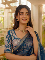 Thumbnail for Lehenga Mart Designer Bollywood Style Party Wear Saree-Skyblue